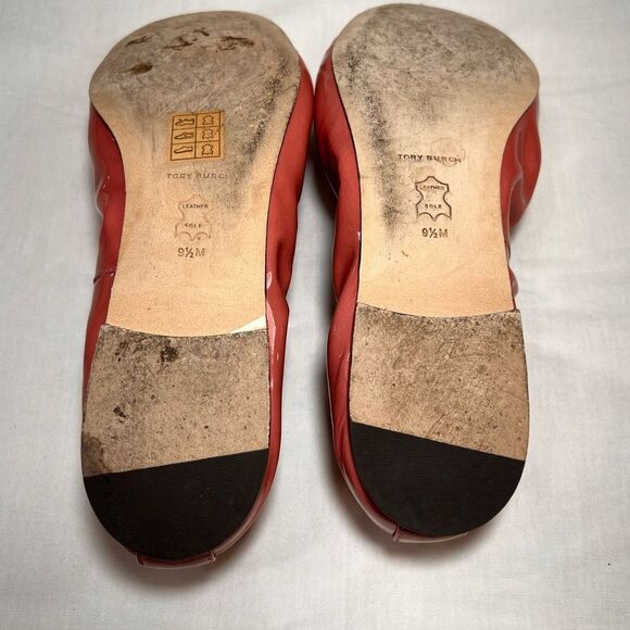 Tory Burch Pink Flower Ballet Flats Size 9 1/2 Patent Leather - Picture 8 of 11